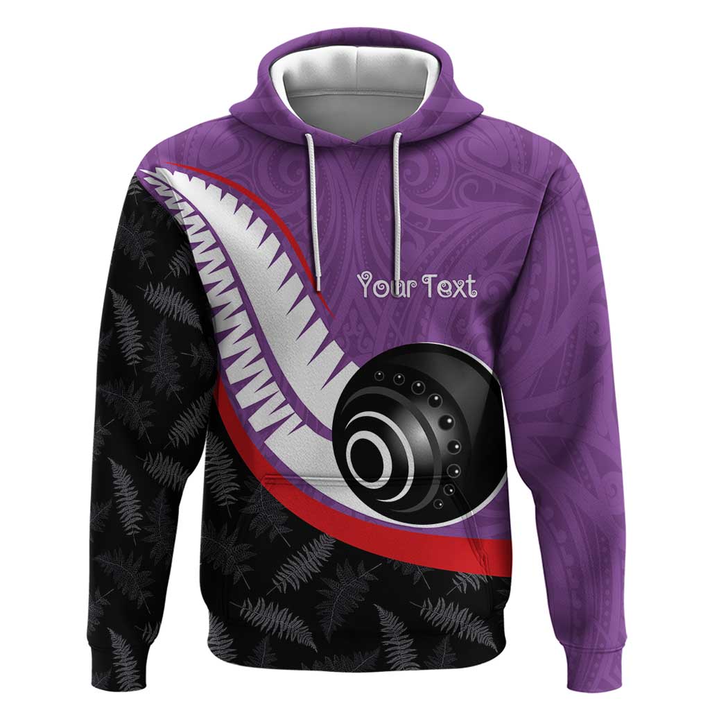 Personalised Aotearoa Lawn Bowls Hoodie Maori and Silver Fern Sporty Style Purple Color LT03 Pullover Hoodie Purple - Polynesian Pride
