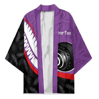 Personalised Aotearoa Lawn Bowls Kimono Maori and Silver Fern Sporty Style Purple Color LT03 Unisex Purple - Polynesian Pride