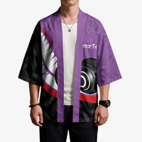 Personalised Aotearoa Lawn Bowls Kimono Maori and Silver Fern Sporty Style Purple Color LT03 - Polynesian Pride
