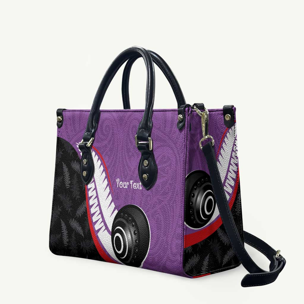 Personalised Aotearoa Lawn Bowls Leather Bag Maori and Silver Fern Sporty Style Purple Color LT03 Purple - Polynesian Pride