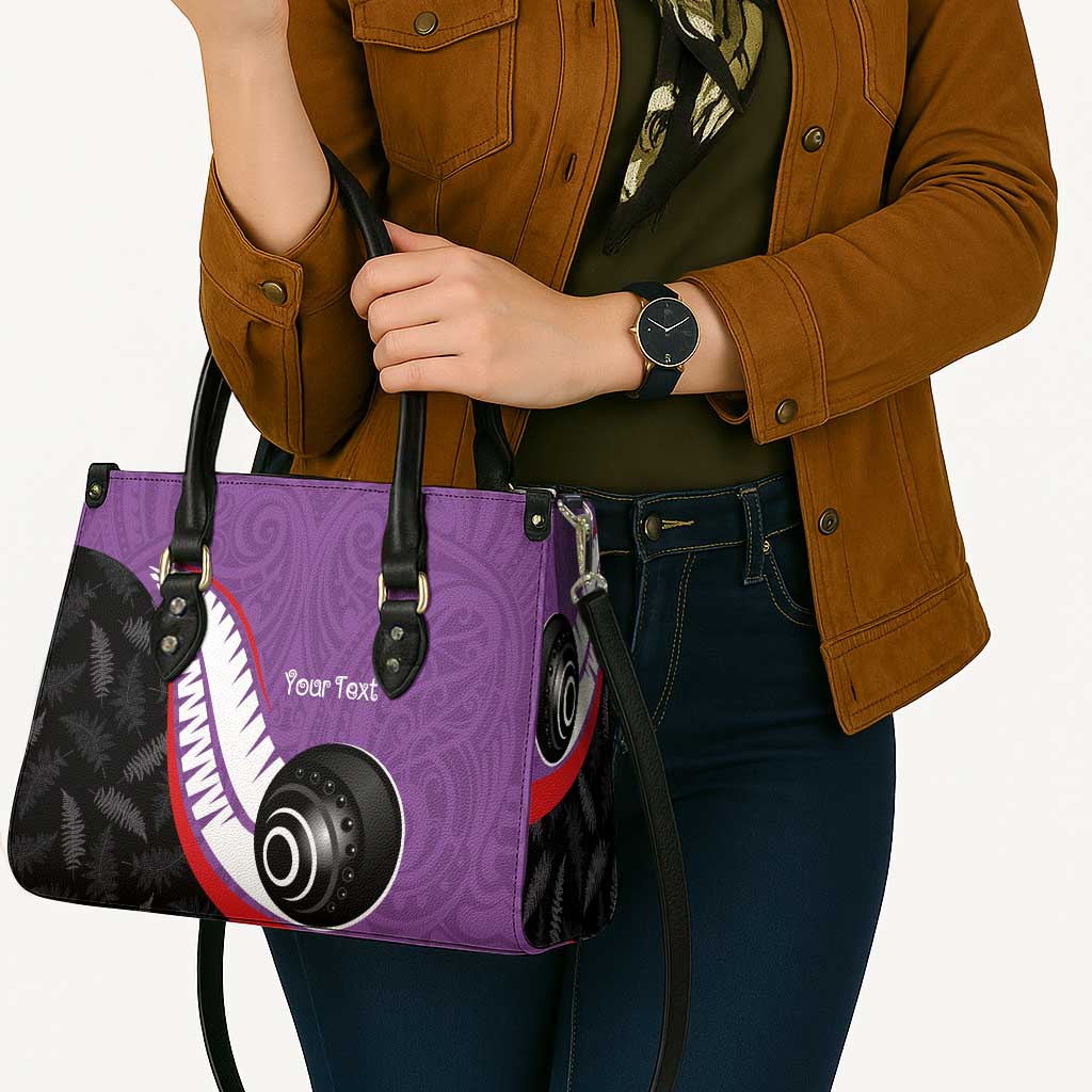 Personalised Aotearoa Lawn Bowls Leather Bag Maori and Silver Fern Sporty Style Purple Color LT03 - Polynesian Pride