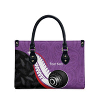 Personalised Aotearoa Lawn Bowls Leather Bag Maori and Silver Fern Sporty Style Purple Color LT03 - Polynesian Pride