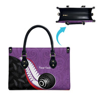 Personalised Aotearoa Lawn Bowls Leather Bag Maori and Silver Fern Sporty Style Purple Color LT03 - Polynesian Pride