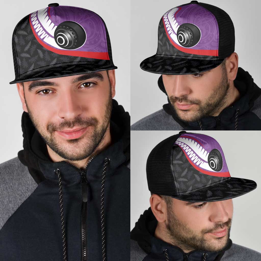 Aotearoa Lawn Bowls Mesh Trucker Cap Maori and Silver Fern Sporty Style Purple Color LT03 - Polynesian Pride