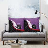 Personalised Aotearoa Lawn Bowls Pillow Cover Maori and Silver Fern Sporty Style Purple Color LT03 - Polynesian Pride
