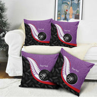 Personalised Aotearoa Lawn Bowls Pillow Cover Maori and Silver Fern Sporty Style Purple Color LT03 - Polynesian Pride