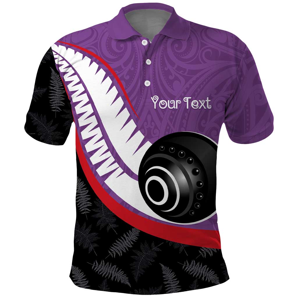 Personalised Aotearoa Lawn Bowls Polo Shirt Maori and Silver Fern Sporty Style Purple Color LT03 Purple - Polynesian Pride