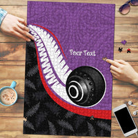Personalised Aotearoa Lawn Bowls Puzzle Maori and Silver Fern Sporty Style Purple Color LT03 Purple - Polynesian Pride