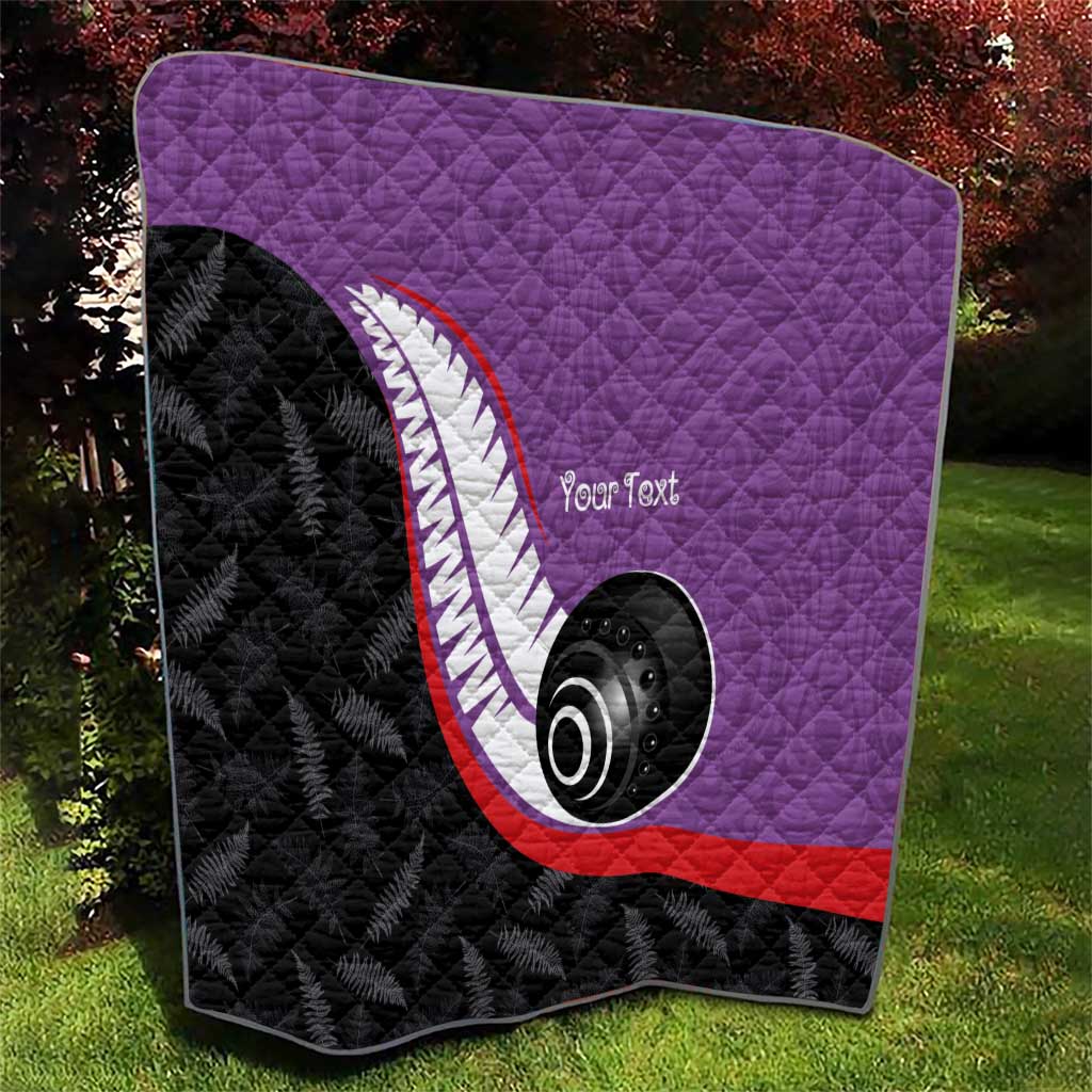 Personalised Aotearoa Lawn Bowls Quilt Maori and Silver Fern Sporty Style Purple Color LT03 - Polynesian Pride