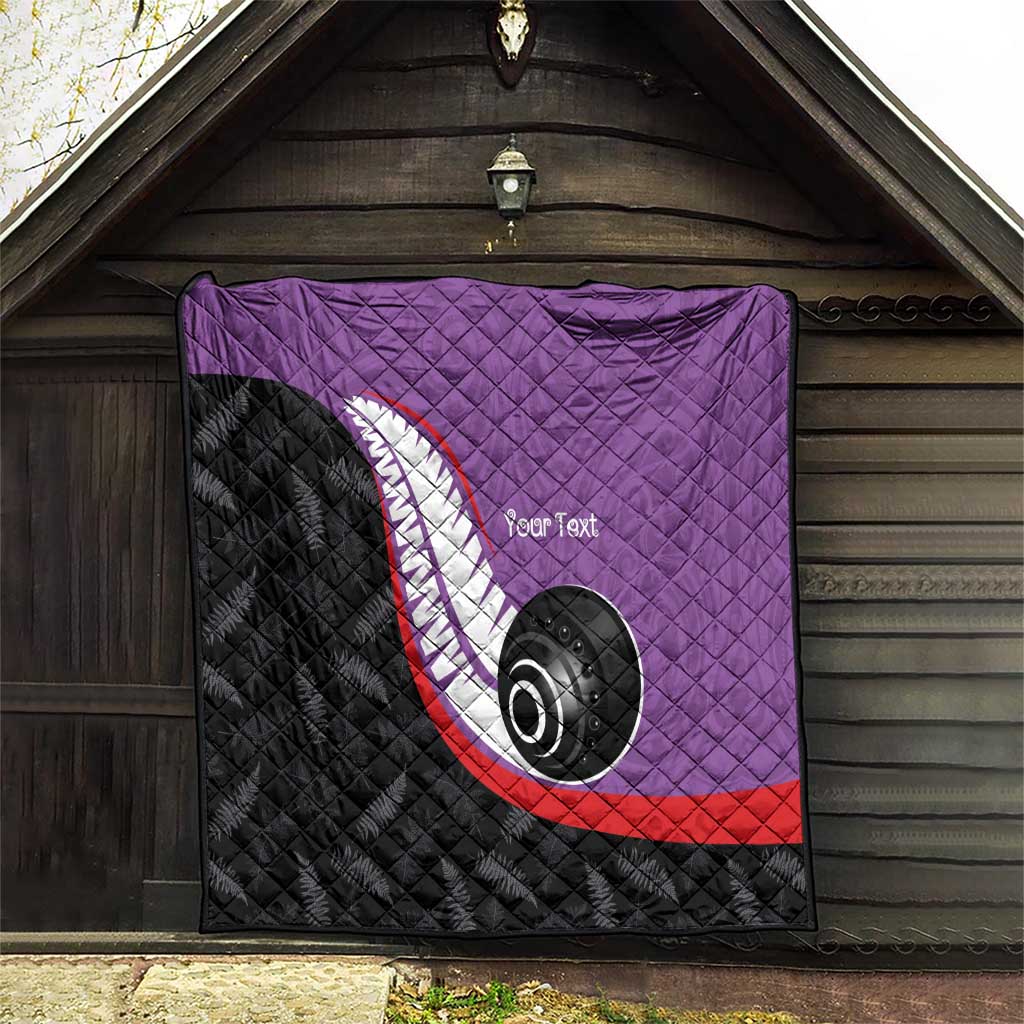 Personalised Aotearoa Lawn Bowls Quilt Maori and Silver Fern Sporty Style Purple Color LT03 - Polynesian Pride