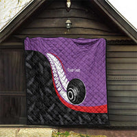 Personalised Aotearoa Lawn Bowls Quilt Maori and Silver Fern Sporty Style Purple Color LT03 - Polynesian Pride