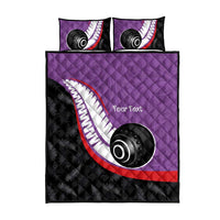 Personalised Aotearoa Lawn Bowls Quilt Bed Set Maori and Silver Fern Sporty Style Purple Color LT03 - Polynesian Pride