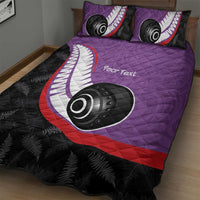 Personalised Aotearoa Lawn Bowls Quilt Bed Set Maori and Silver Fern Sporty Style Purple Color LT03 - Polynesian Pride