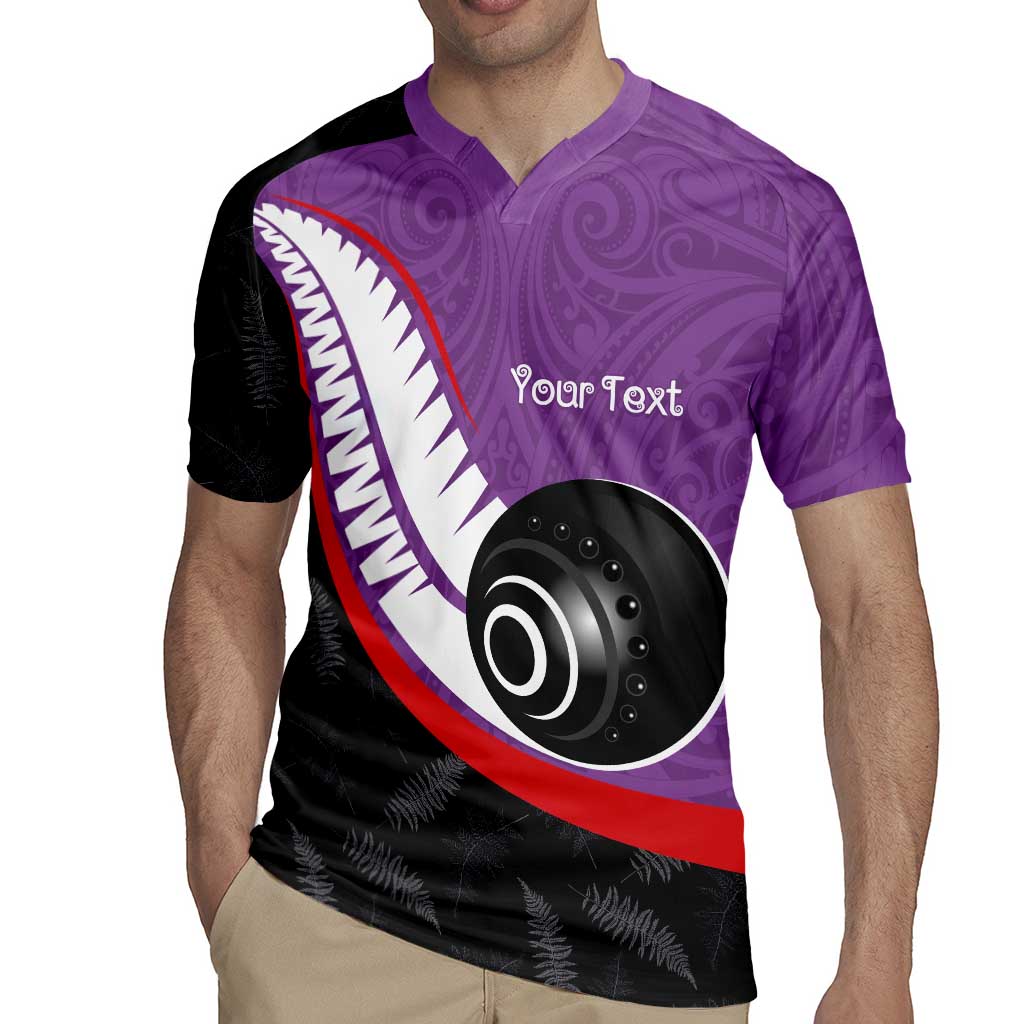 Personalised Aotearoa Lawn Bowls Rugby Jersey Maori and Silver Fern Sporty Style Purple Color LT03 - Polynesian Pride