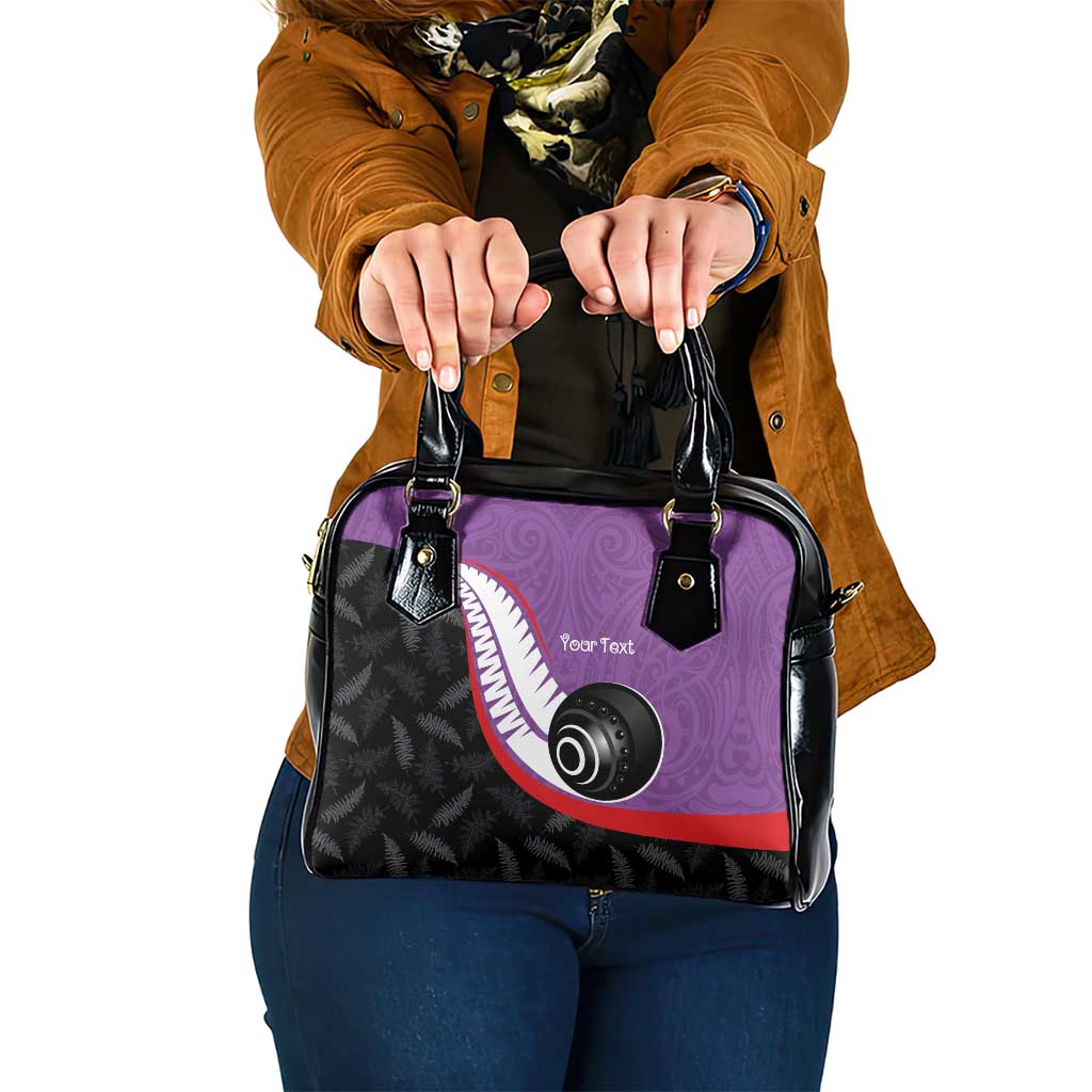 Personalised Aotearoa Lawn Bowls Shoulder Handbag Maori and Silver Fern Sporty Style Purple Color LT03 One Size Purple - Polynesian Pride