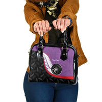 Personalised Aotearoa Lawn Bowls Shoulder Handbag Maori and Silver Fern Sporty Style Purple Color LT03 One Size Purple - Polynesian Pride