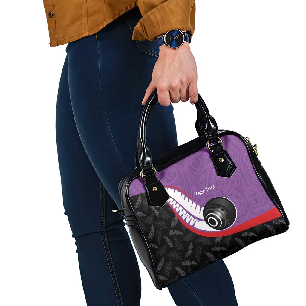 Personalised Aotearoa Lawn Bowls Shoulder Handbag Maori and Silver Fern Sporty Style Purple Color LT03 - Polynesian Pride