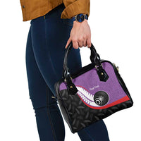 Personalised Aotearoa Lawn Bowls Shoulder Handbag Maori and Silver Fern Sporty Style Purple Color LT03 - Polynesian Pride