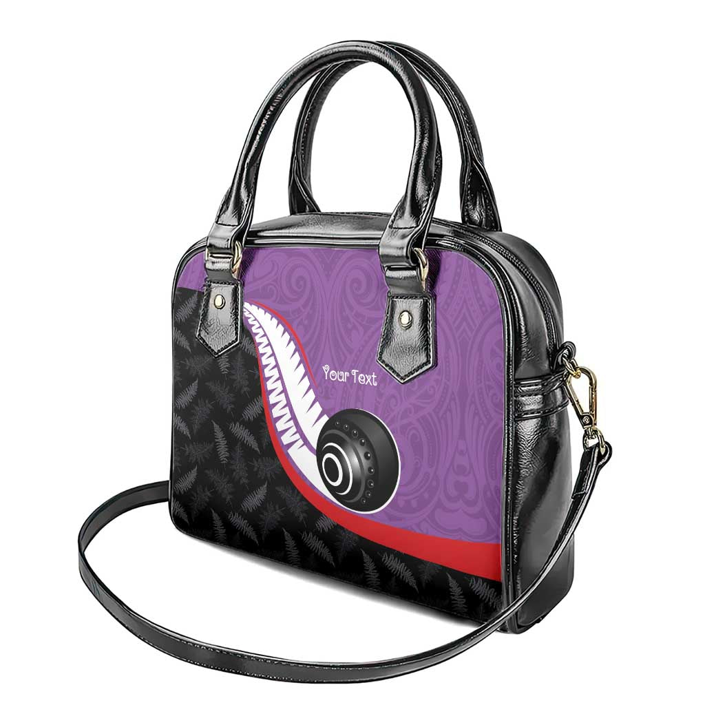 Personalised Aotearoa Lawn Bowls Shoulder Handbag Maori and Silver Fern Sporty Style Purple Color LT03 - Polynesian Pride