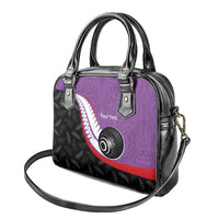 Personalised Aotearoa Lawn Bowls Shoulder Handbag Maori and Silver Fern Sporty Style Purple Color LT03 - Polynesian Pride