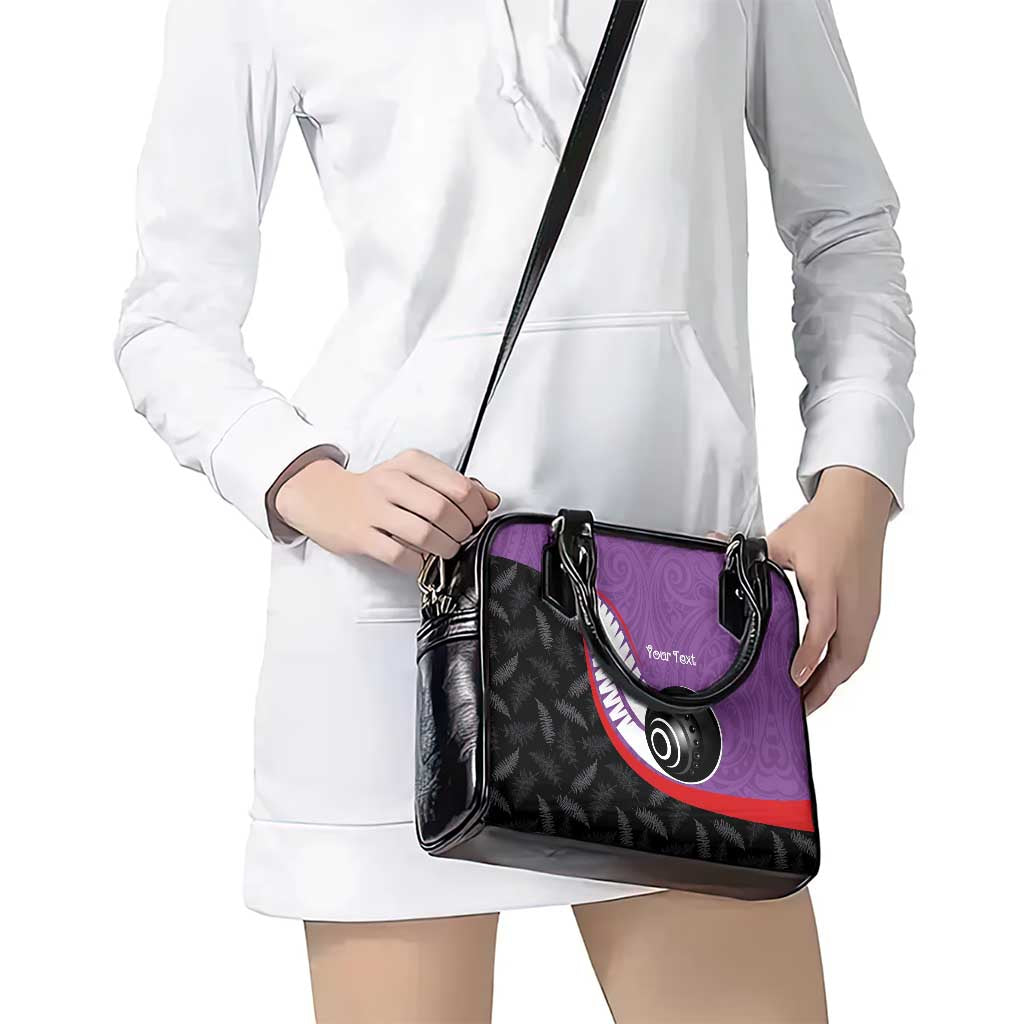 Personalised Aotearoa Lawn Bowls Shoulder Handbag Maori and Silver Fern Sporty Style Purple Color LT03 - Polynesian Pride