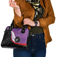 Personalised Aotearoa Lawn Bowls Shoulder Handbag Maori and Silver Fern Sporty Style Purple Color LT03 - Polynesian Pride