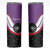 Personalised Aotearoa Lawn Bowls Skinny Tumbler Maori and Silver Fern Sporty Style Purple Color LT03 Purple - Polynesian Pride
