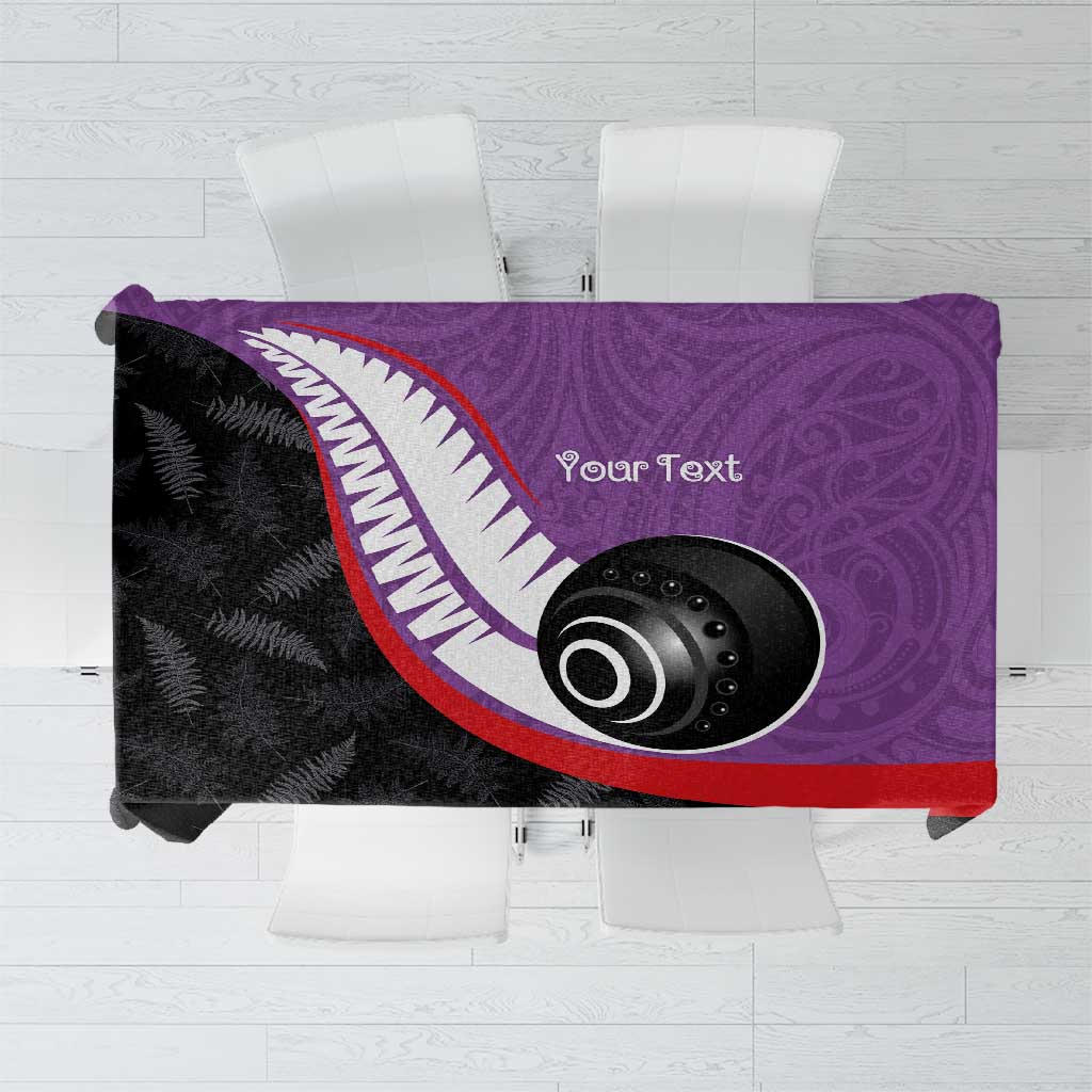 Personalised Aotearoa Lawn Bowls Tablecloth Maori and Silver Fern Sporty Style Purple Color LT03 Purple - Polynesian Pride