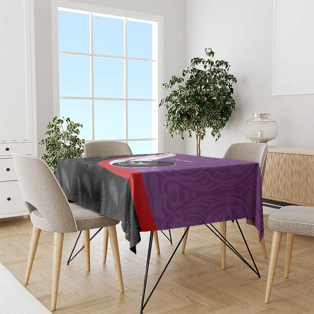 Personalised Aotearoa Lawn Bowls Tablecloth Maori and Silver Fern Sporty Style Purple Color LT03 - Polynesian Pride