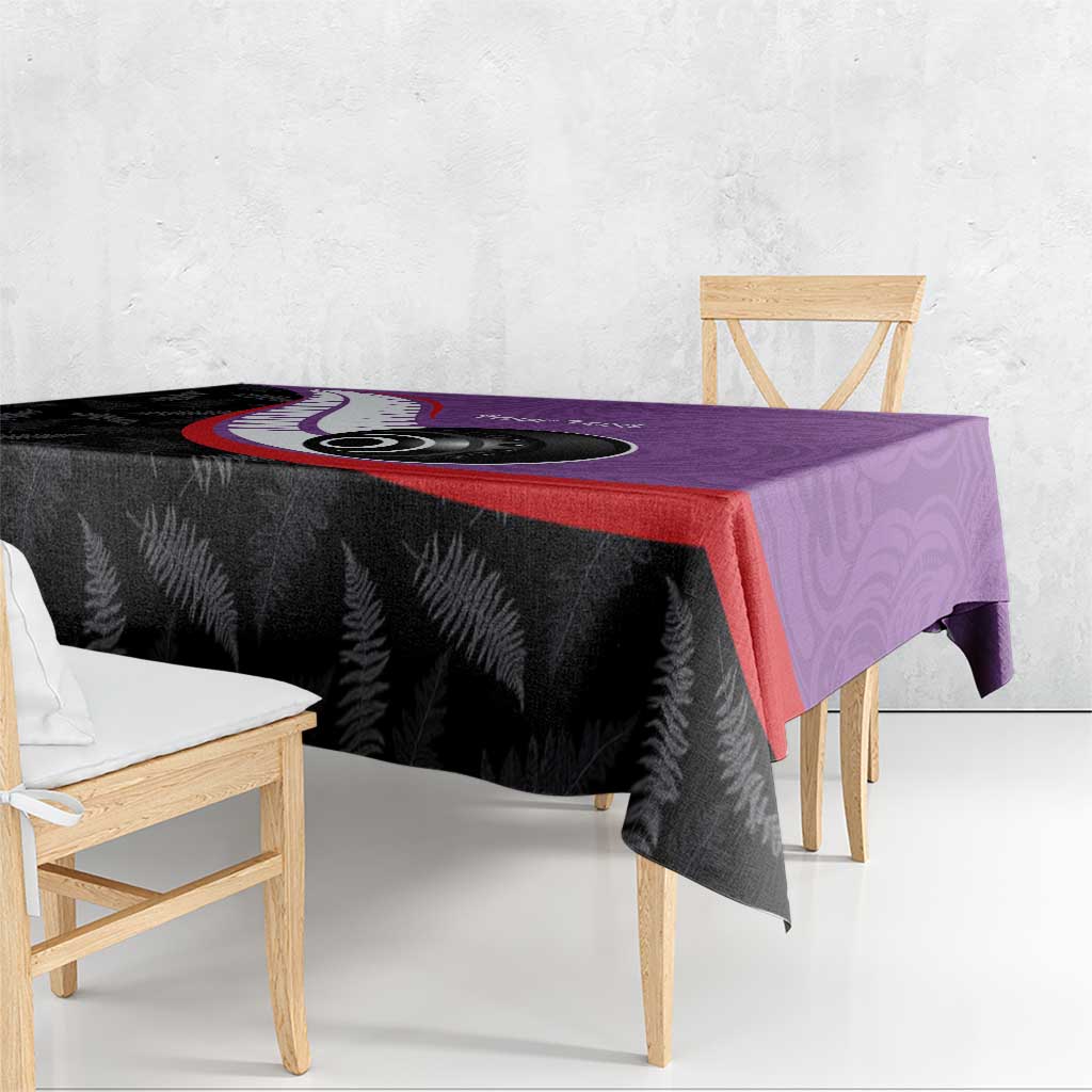 Personalised Aotearoa Lawn Bowls Tablecloth Maori and Silver Fern Sporty Style Purple Color LT03 - Polynesian Pride