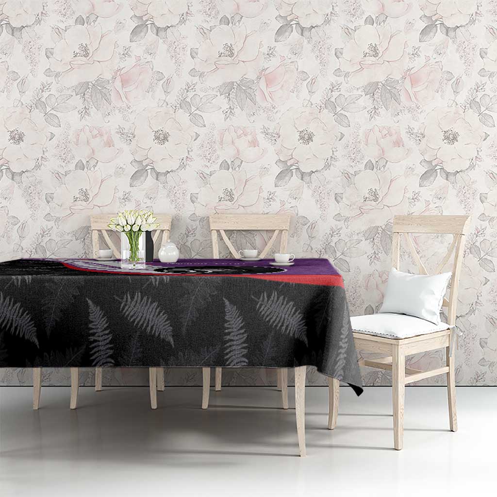 Personalised Aotearoa Lawn Bowls Tablecloth Maori and Silver Fern Sporty Style Purple Color LT03 - Polynesian Pride