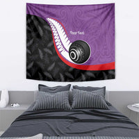 Personalised Aotearoa Lawn Bowls Tapestry Maori and Silver Fern Sporty Style Purple Color LT03 - Polynesian Pride