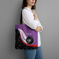 Personalised Aotearoa Lawn Bowls Tote Bag Maori and Silver Fern Sporty Style Purple Color LT03 - Polynesian Pride