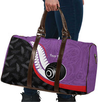 Personalised Aotearoa Lawn Bowls Travel Bag Maori and Silver Fern Sporty Style Purple Color LT03 - Polynesian Pride