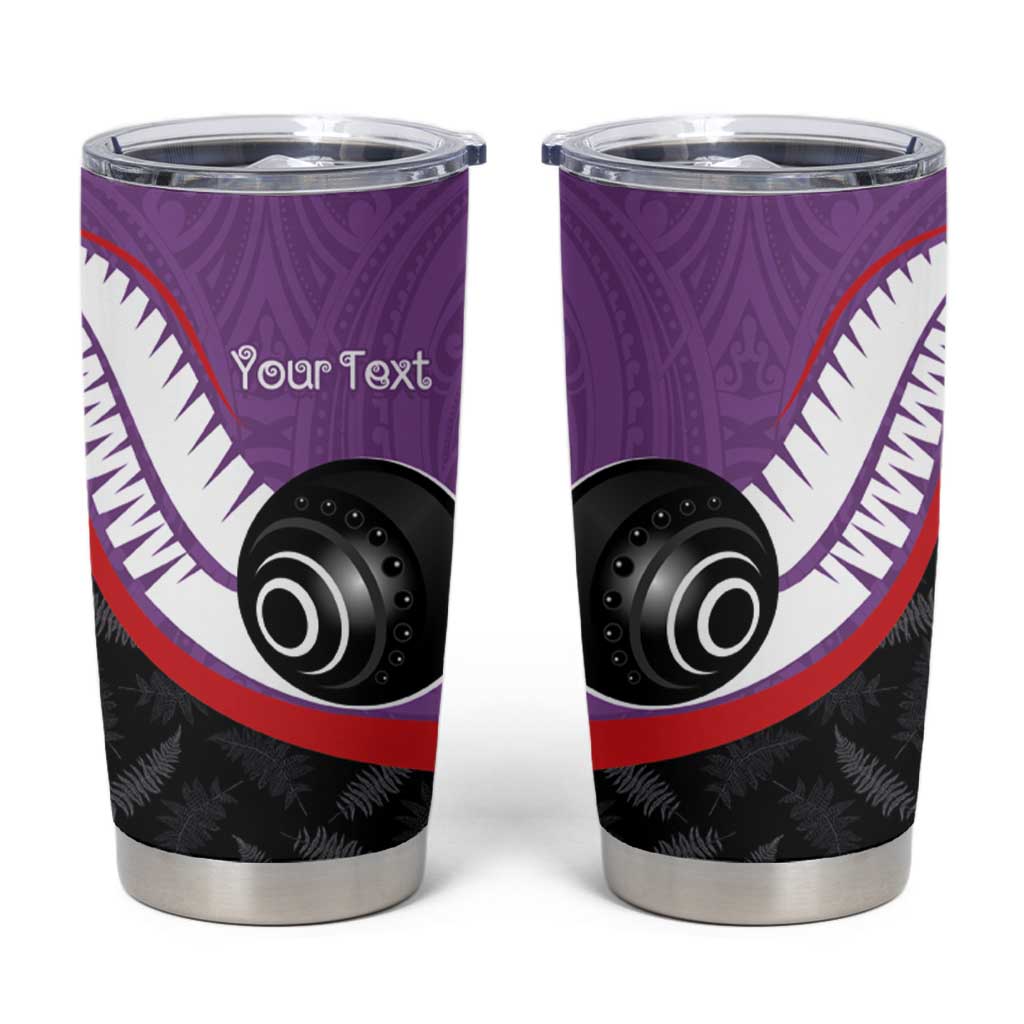 Personalised Aotearoa Lawn Bowls Tumbler Cup Maori and Silver Fern Sporty Style Purple Color LT03 Purple - Polynesian Pride