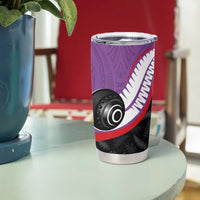 Personalised Aotearoa Lawn Bowls Tumbler Cup Maori and Silver Fern Sporty Style Purple Color LT03 - Polynesian Pride