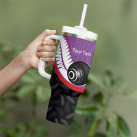 Personalised Aotearoa Lawn Bowls Tumbler With Handle Maori and Silver Fern Sporty Style Purple Color LT03 - Polynesian Pride