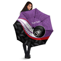 Personalised Aotearoa Lawn Bowls Umbrella Maori and Silver Fern Sporty Style Purple Color LT03 - Polynesian Pride