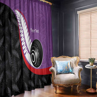 Personalised Aotearoa Lawn Bowls Window Curtain Maori and Silver Fern Sporty Style Purple Color LT03 - Polynesian Pride