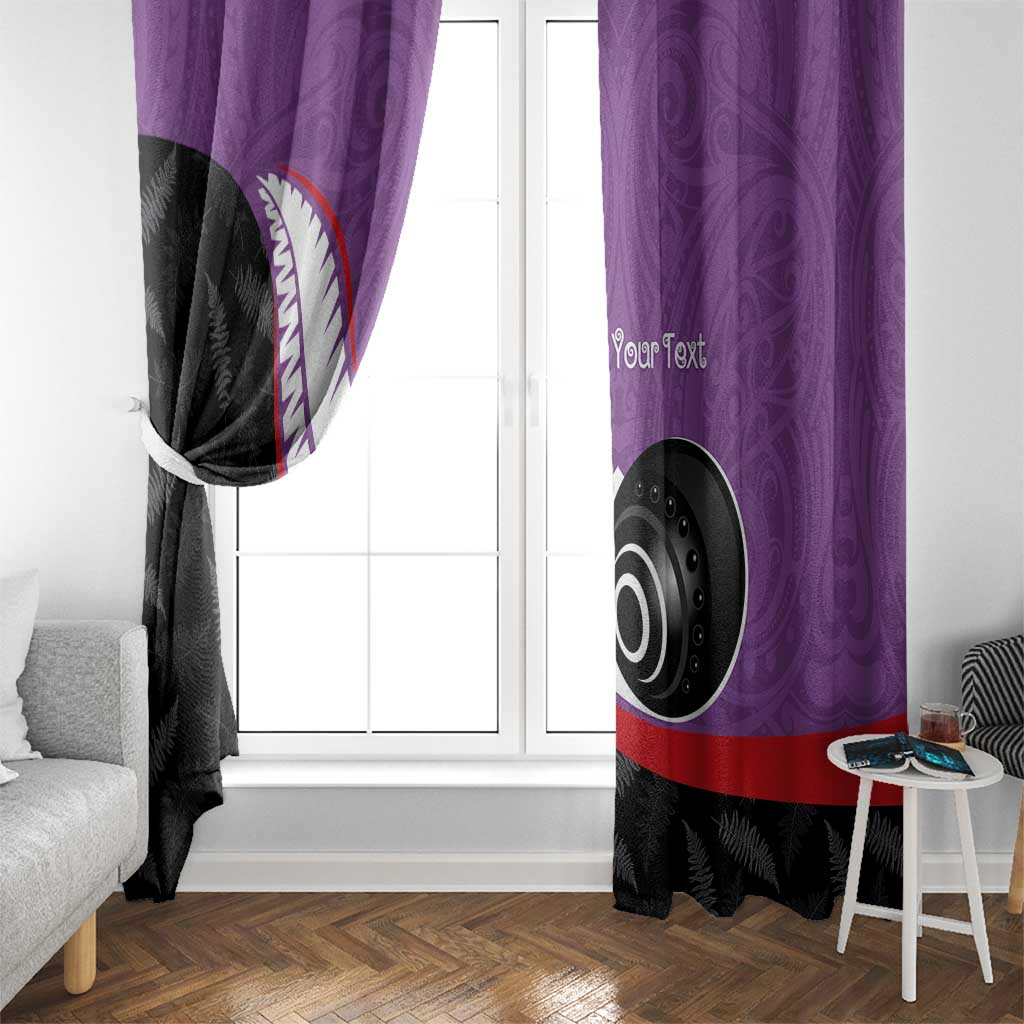 Personalised Aotearoa Lawn Bowls Window Curtain Maori and Silver Fern Sporty Style Purple Color LT03 - Polynesian Pride