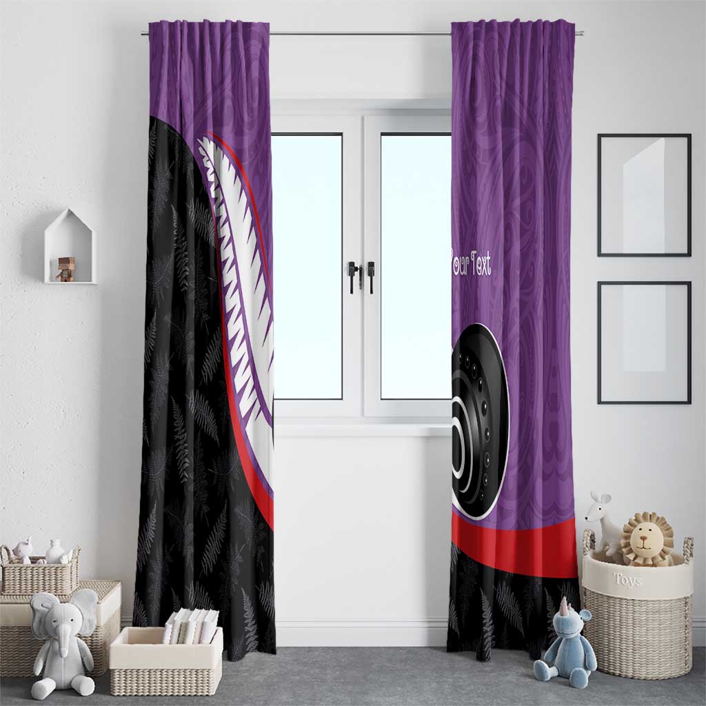 Personalised Aotearoa Lawn Bowls Window Curtain Maori and Silver Fern Sporty Style Purple Color LT03 - Polynesian Pride