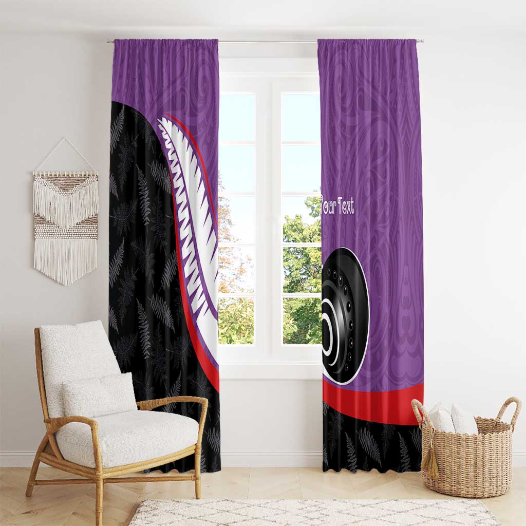 Personalised Aotearoa Lawn Bowls Window Curtain Maori and Silver Fern Sporty Style Purple Color LT03 - Polynesian Pride