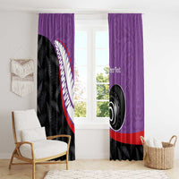 Personalised Aotearoa Lawn Bowls Window Curtain Maori and Silver Fern Sporty Style Purple Color LT03 - Polynesian Pride