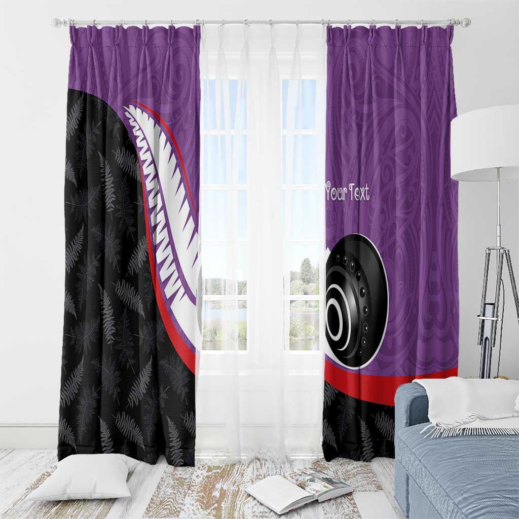 Personalised Aotearoa Lawn Bowls Window Curtain Maori and Silver Fern Sporty Style Purple Color LT03 - Polynesian Pride