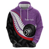 Personalised Aotearoa Lawn Bowls Zip Hoodie Maori and Silver Fern Sporty Style Purple Color LT03 - Polynesian Pride