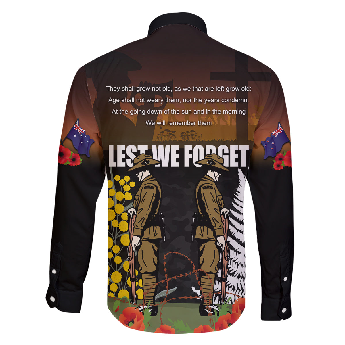 New Zealand and Australia ANZAC Day Family Matching Puletasi and Hawaiian Shirt Soldier and Last Post Camouflage Pattern LT03 - Polynesian Pride