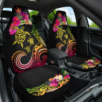 Hawaii Turtle Day Car Seat Cover Polynesian Tattoo and Hibiscus Flowers LT03 One Size Black - Polynesian Pride