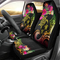 Hawaii Turtle Day Car Seat Cover Polynesian Tattoo and Hibiscus Flowers LT03 - Polynesian Pride