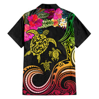Hawaii Turtle Day Family Matching Off Shoulder Maxi Dress and Hawaiian Shirt Polynesian Tattoo and Hibiscus Flowers LT03 - Polynesian Pride