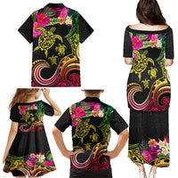 Hawaii Turtle Day Family Matching Puletasi and Hawaiian Shirt Polynesian Tattoo and Hibiscus Flowers LT03 - Polynesian Pride
